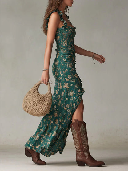 Rosa  - Vestido maxi boho retro