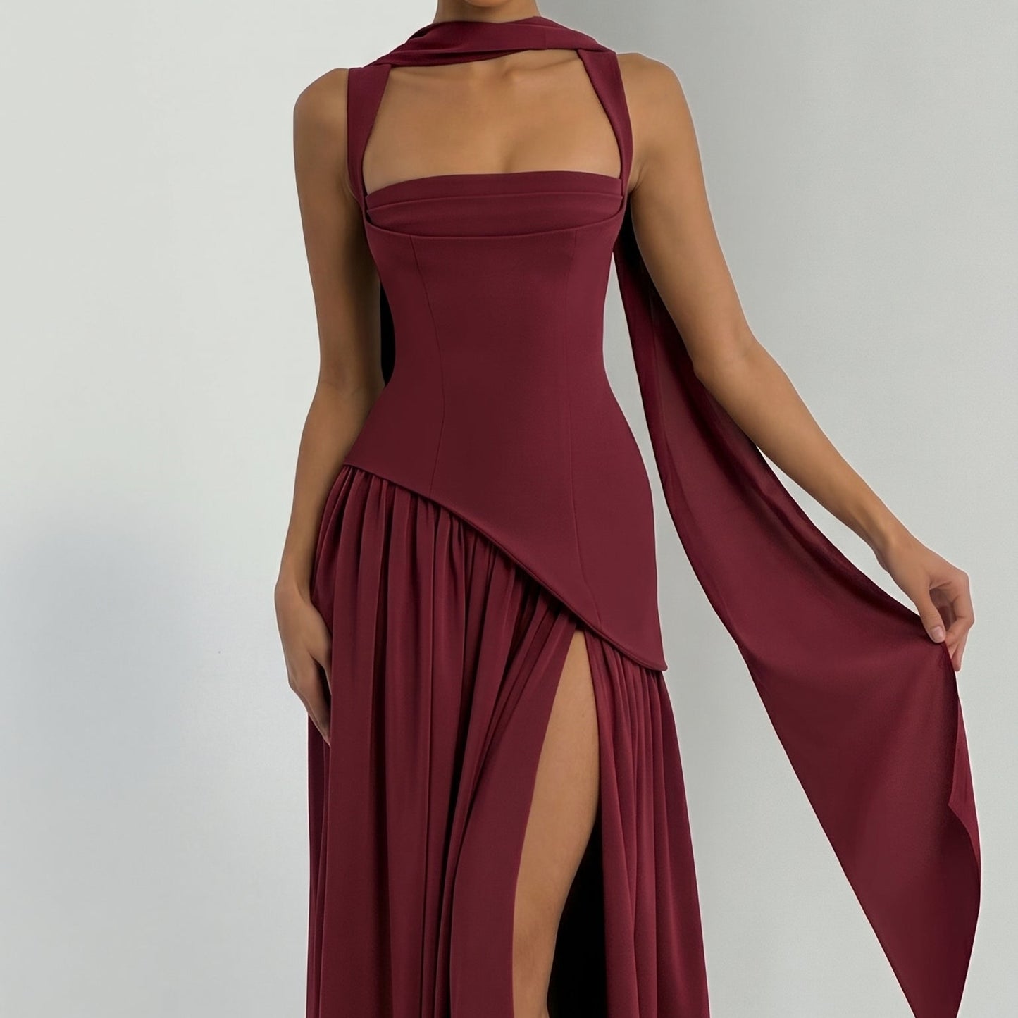 Vestido Maxi Valeria – Elegancia Esculpida